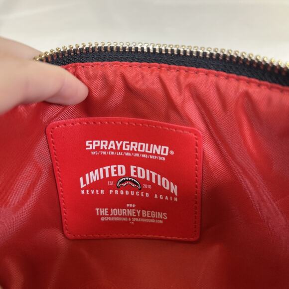 NEW Sprayground Sharks in Paris Drip Brown Checked Crossover Clutch BnftsCharity - Picture 11 of 12